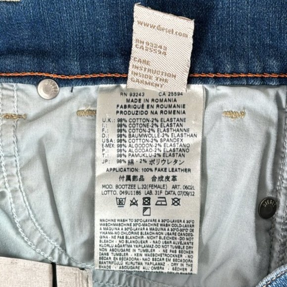 Diesel Blue Bootzee Bootcut Leg/Regular Waist Size 24 NWT - Picture 11 of 13